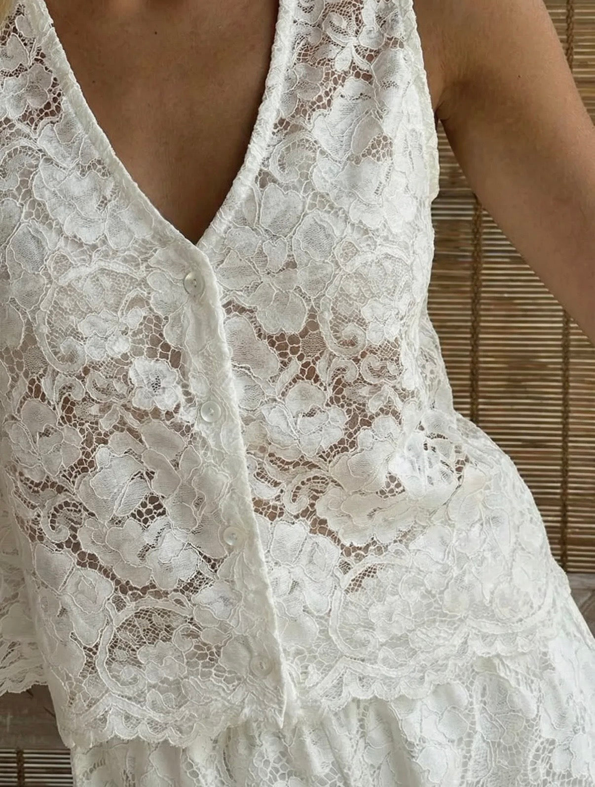 LOD of Love – Lace Button Top White