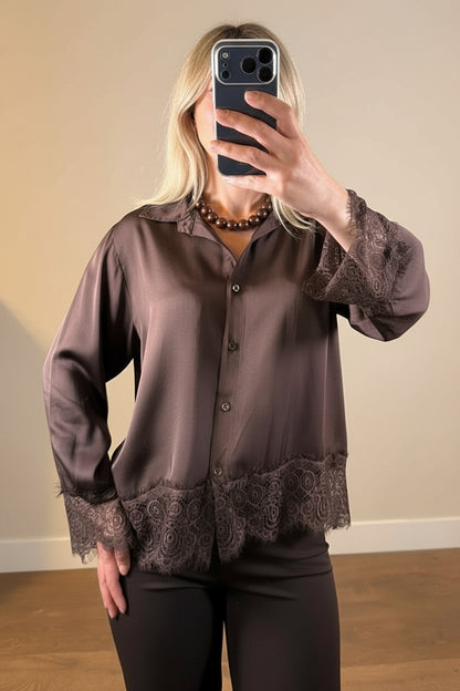LOD of Love – Zijde Viscose Blouse Luna Bruin