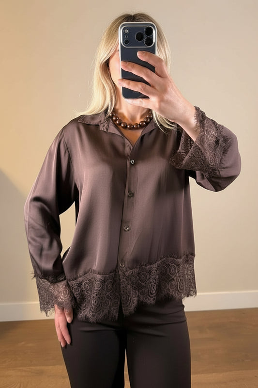LOD of Love – Zijde Viscose Blouse Luna Bruin