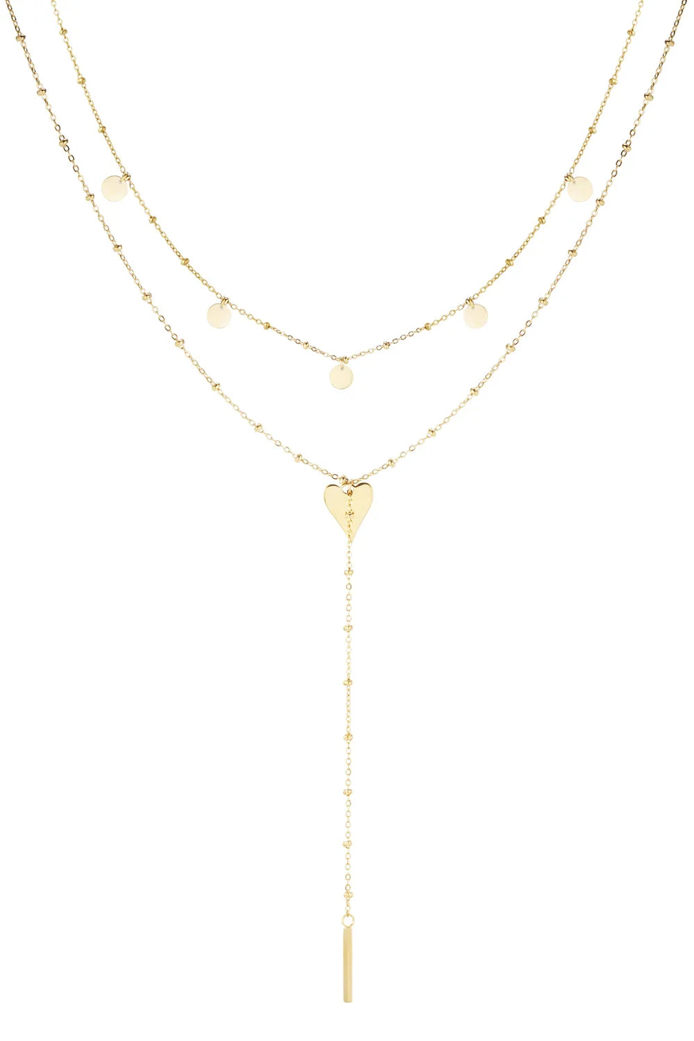 LOD of Love - Gelaagde Ketting met Hartje en Muntjes – Goud