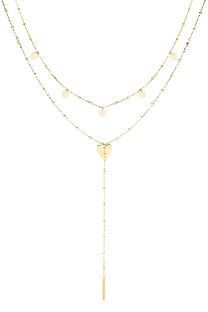 LOD of Love - Gelaagde Ketting met Hartje en Muntjes – Goud