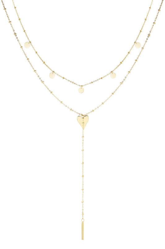 LOD of Love - Gelaagde Ketting met Hartje en Muntjes – Goud