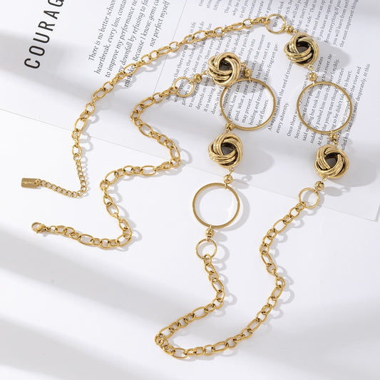 LOD of Love - Goudkleurige Ketting met Ronde Schakels & Gevlochten Details