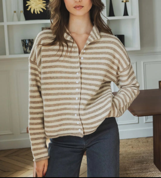 LOD of Love – Gestreept Vest Taupe Isa