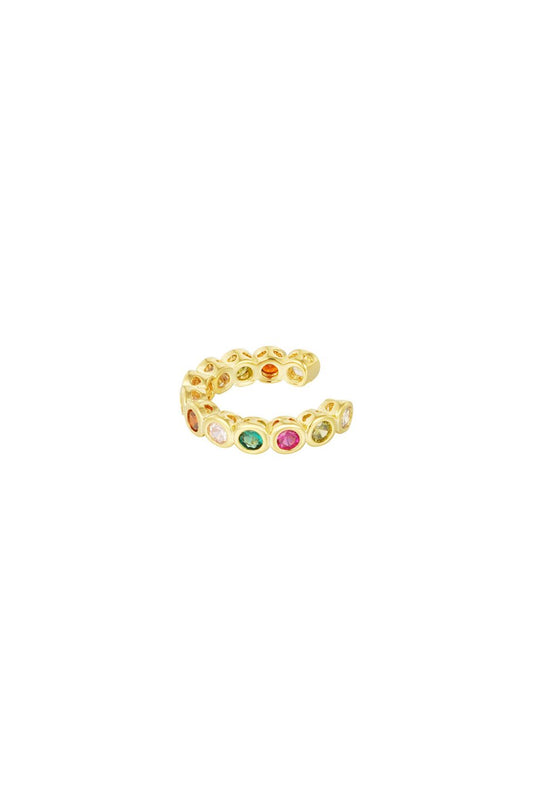 LOD of Love – Gouden Ear Cuff met Gekleurde Steentjes