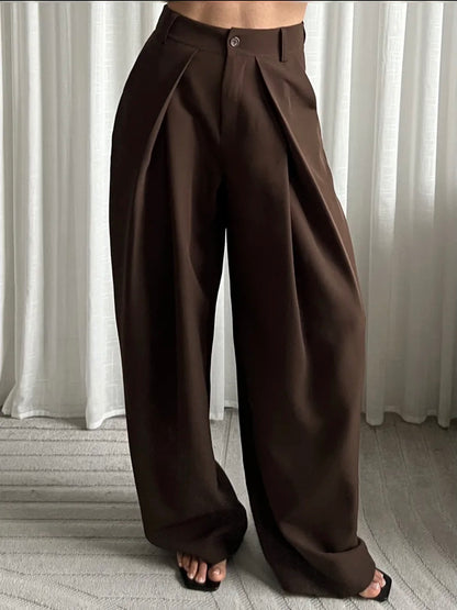 LOD of Love - High Waist Pantalon met Plooien – Chocolate Brown