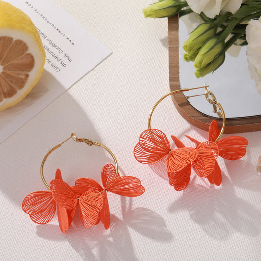 LOD of Love - Oorringen met bloemen Oranje
