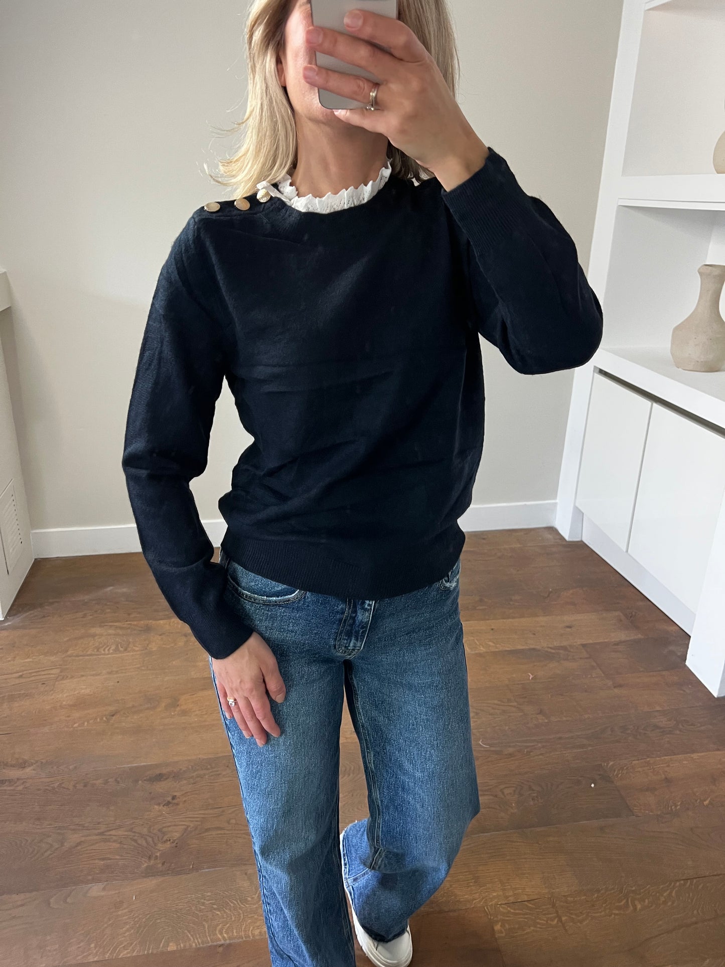 LOD Of Love - Marine Knit met Kantkraag en Gouden Knopen