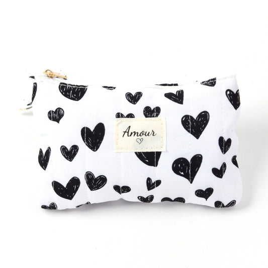 LOD of Love – Toilet Tasje Wit met Zwarte Hartjes