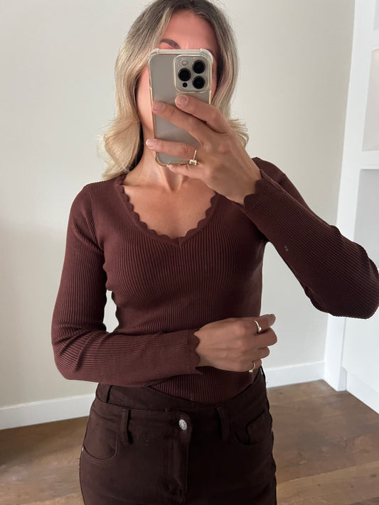 LOD Of Love - Soft Ruffle Sweater Coffee