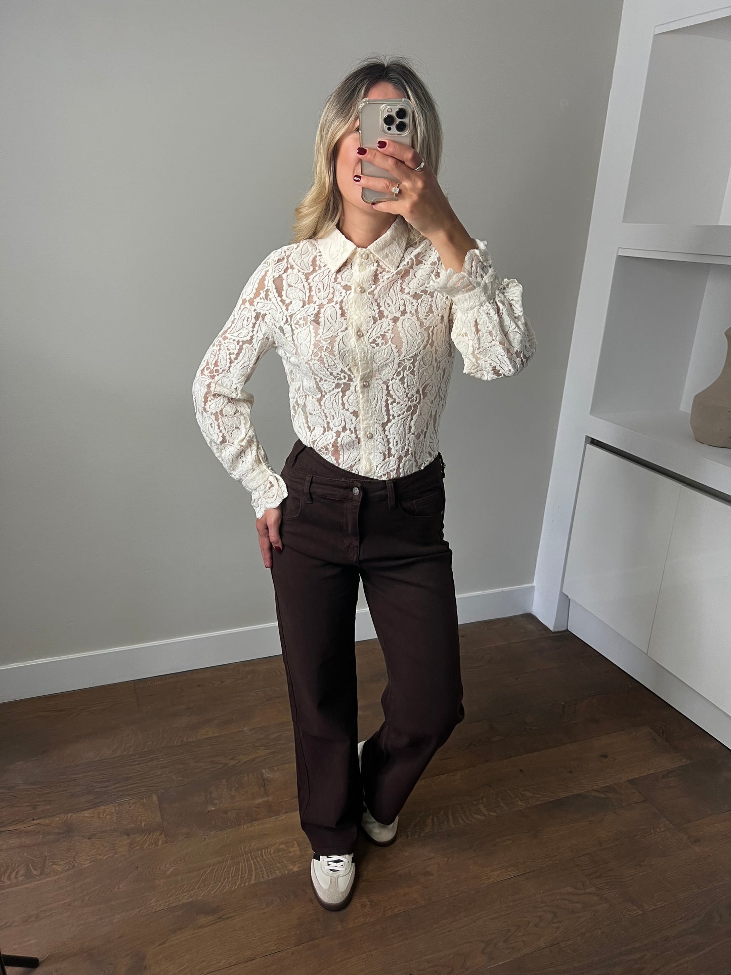 LOD of Love – Lace Blouse with Pearl Buttons Ecru