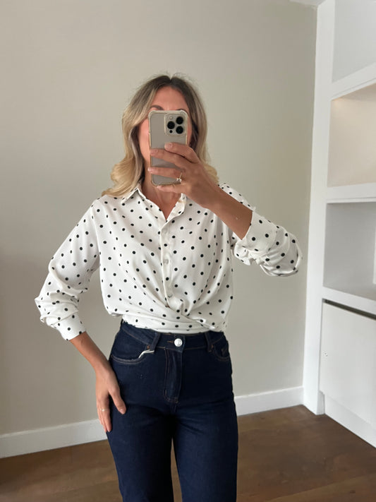 LOD Of Love - Polkadot Bluse Weiß Schwarz