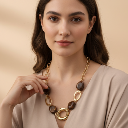 LOD of Love - Goudkleurige Schakelketting met Steenaccenten