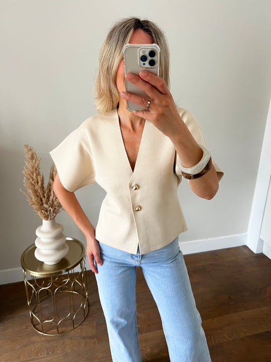 LOD of Love – Zand Top met Gouden Knopen – Lucce