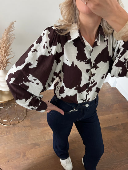 LOD of Love – Cow Print Statement Blouse