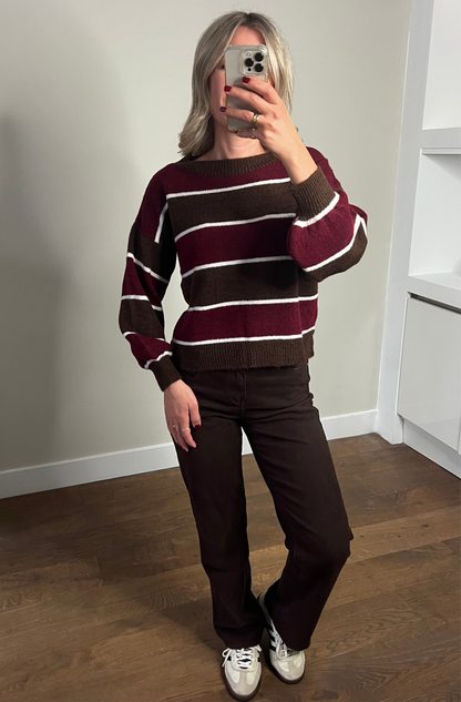 LOD Of Love - Gestreepte Trui Bordeaux/Bruin