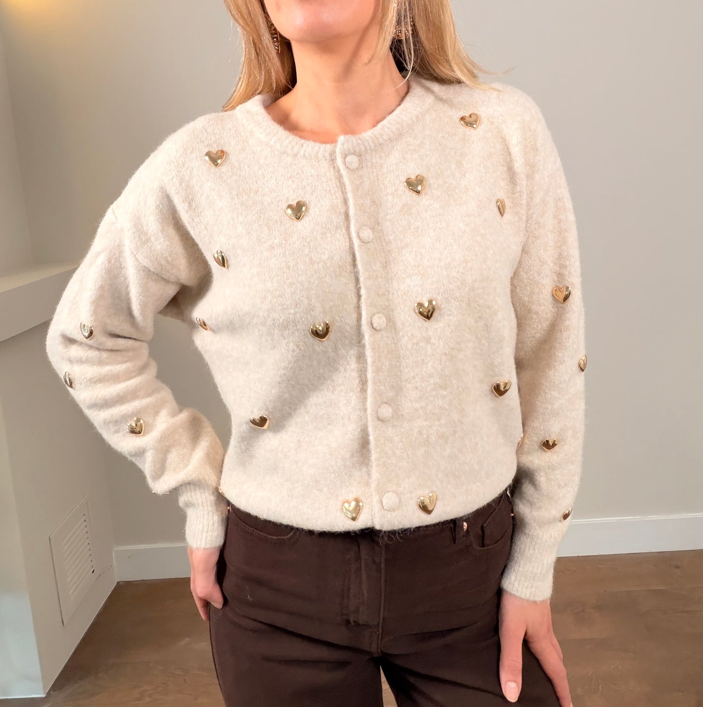 LOD of Love – Ecrù Vest met Gouden Hartjes