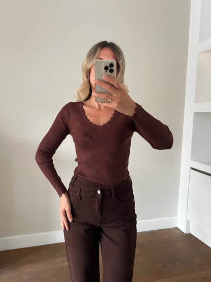 LOD Of Love - Soft Ruffle Sweater Coffee
