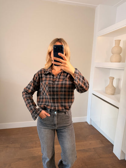 LOD of Love –  Grijs/Bruin Geruite Blouse