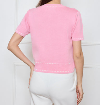 LOD of Love - Stijlvol Kort Vest met Gouden Knopen Pink