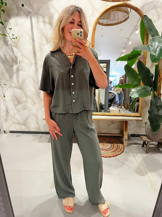 LOD of Love –  Blouse Groen Korte Mouw