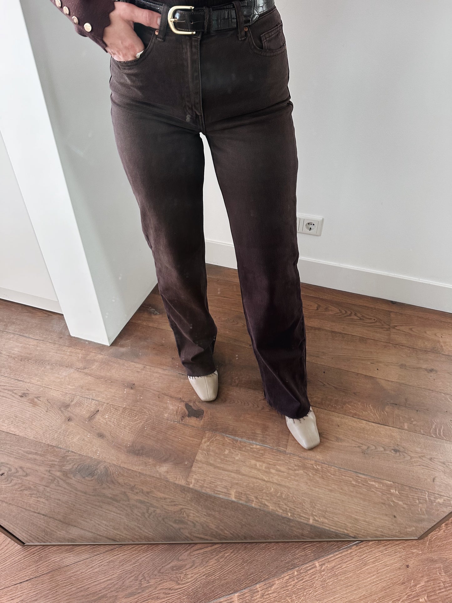 LOD of Love - Tall Queen Hearts Wide Leg Jeans Donkerbruin