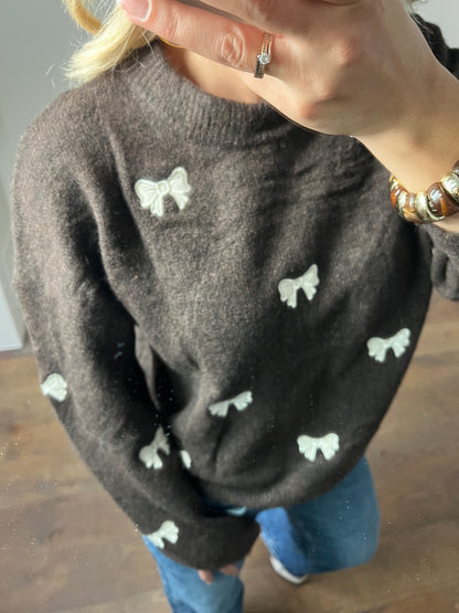 LOD Of Love - Donkerbruine Knit met Strikjes