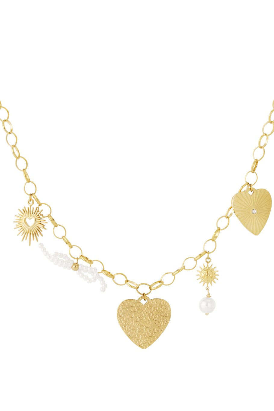 LOD of Love – Gouden Ketting met Hartjes, Zonnetjes en Parelbedels