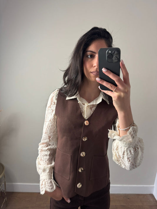 LOD of Love – Gilet Milan Bruin 100% Viscose