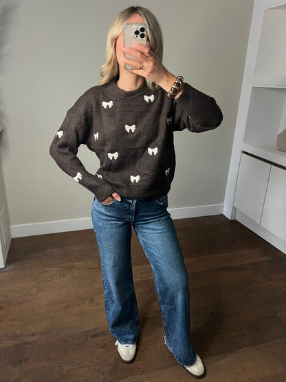 LOD Of Love - Donkerbruine Knit met Strikjes