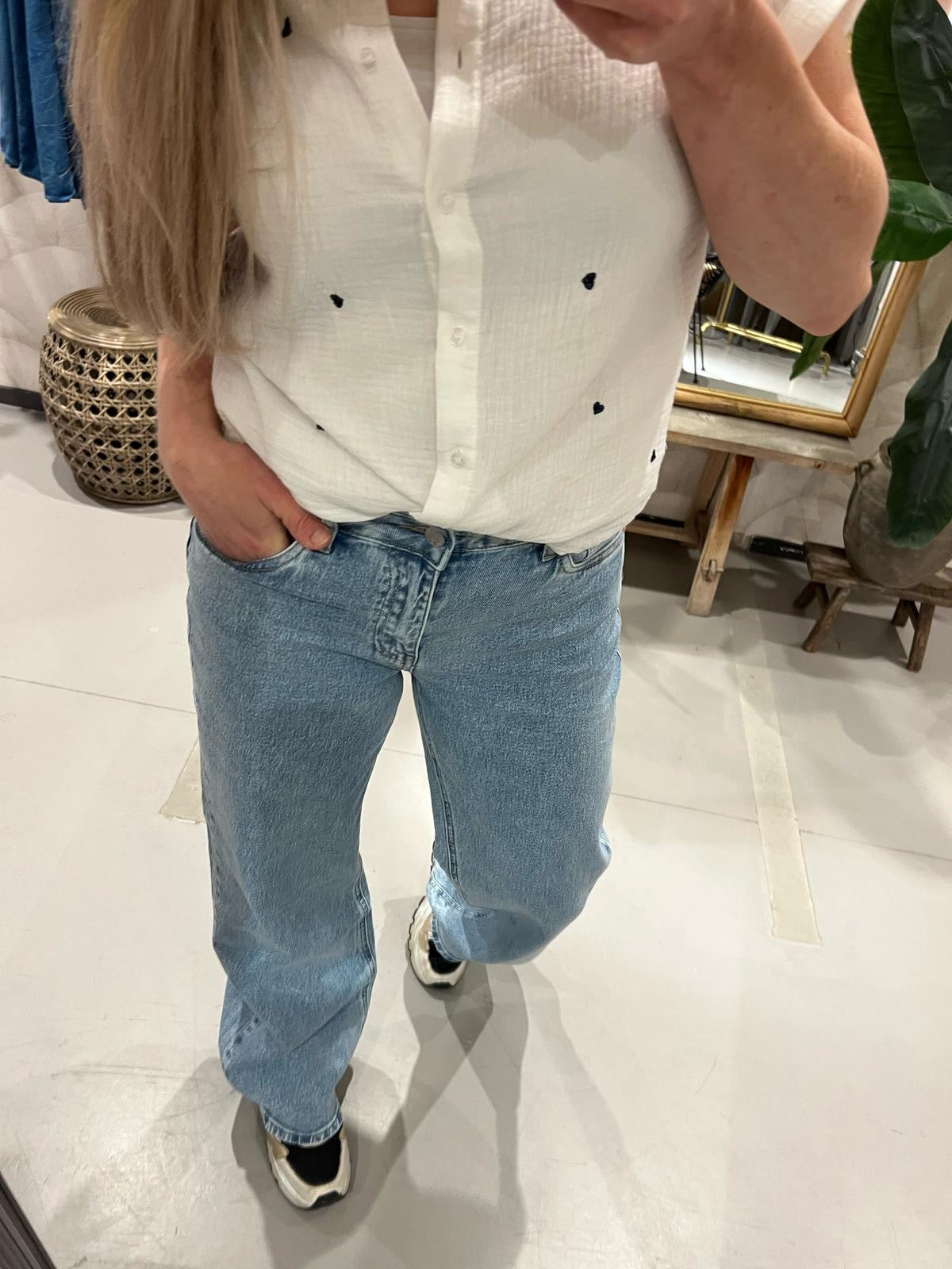LOD of Love - Blauwe Wide Leg Jeans – Mid Waist