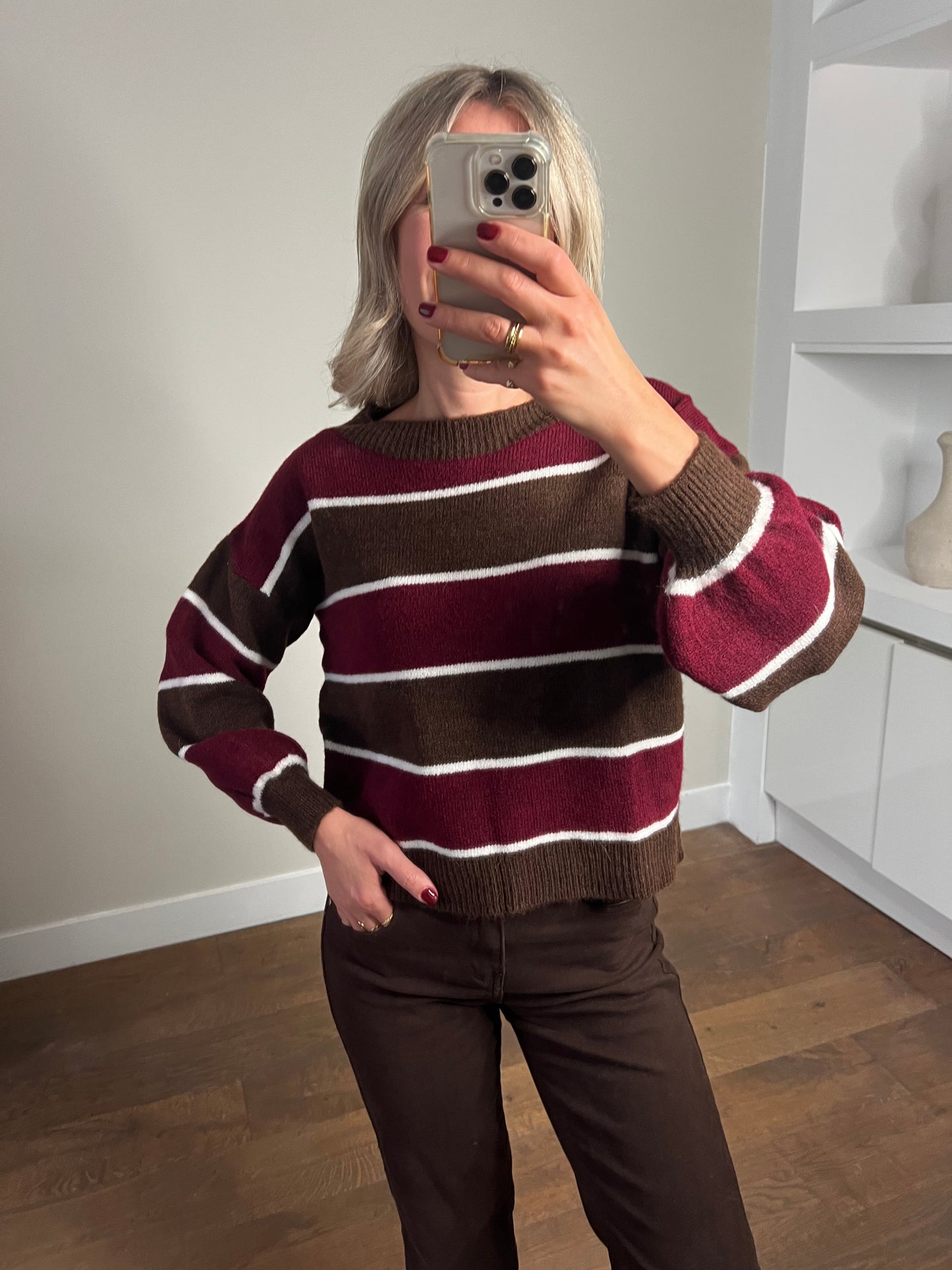 LOD Of Love - Gestreepte Trui Bordeaux/Bruin