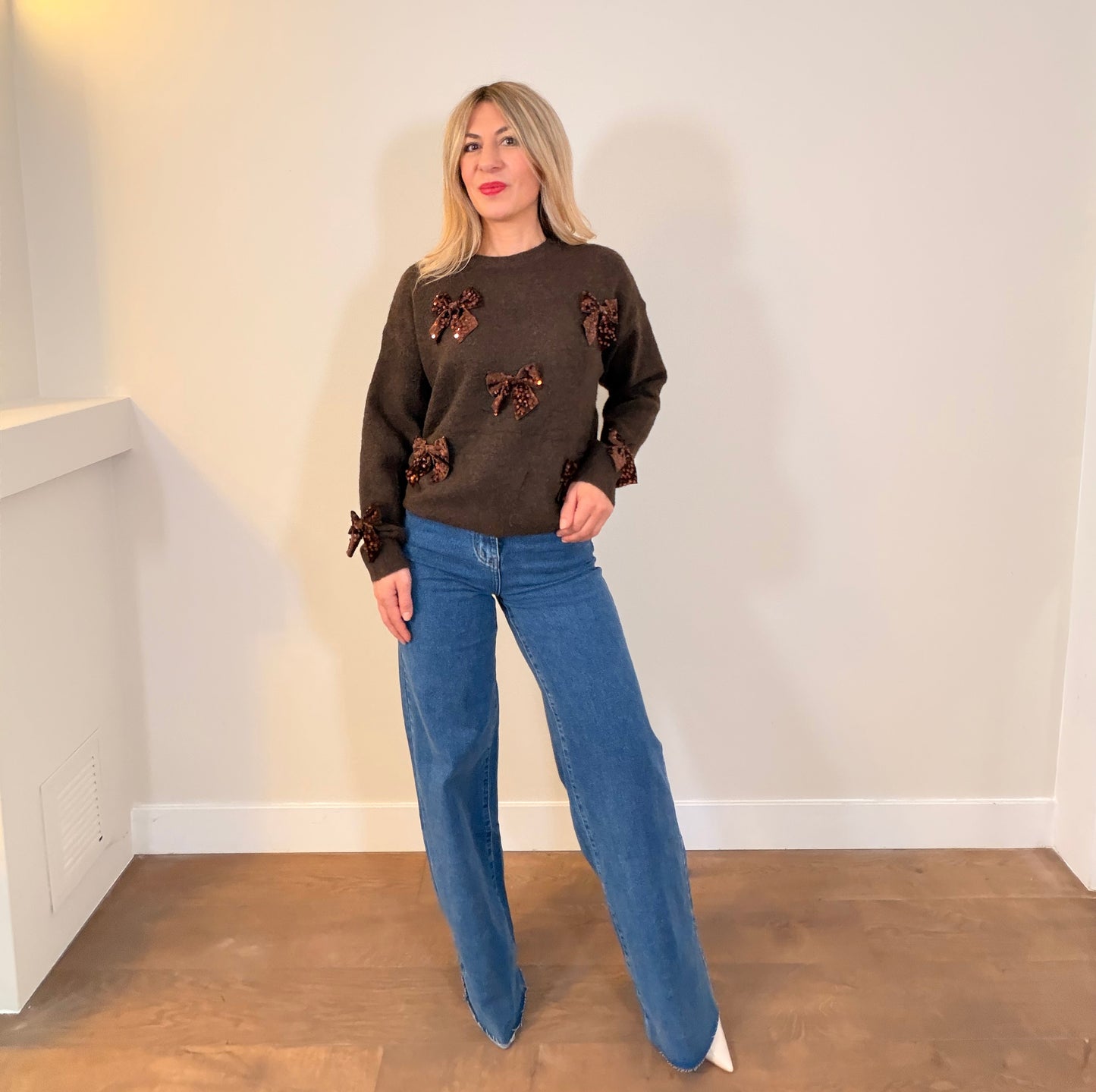 LOD Of Love - Gebreide Trui met Strikjes Bruin