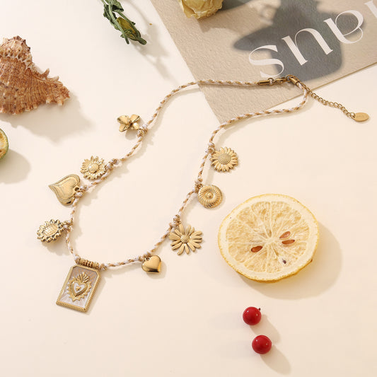 LOD of Love – Goudkleurige bedelketting – Beige koord