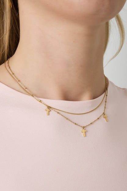 LOD of Love - Layered Gold Cross Necklace