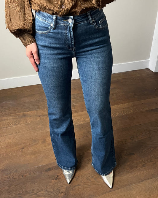 LOD of Love -  Flare Jeans Queen Hearts met Hoge Taille Denim Blauw