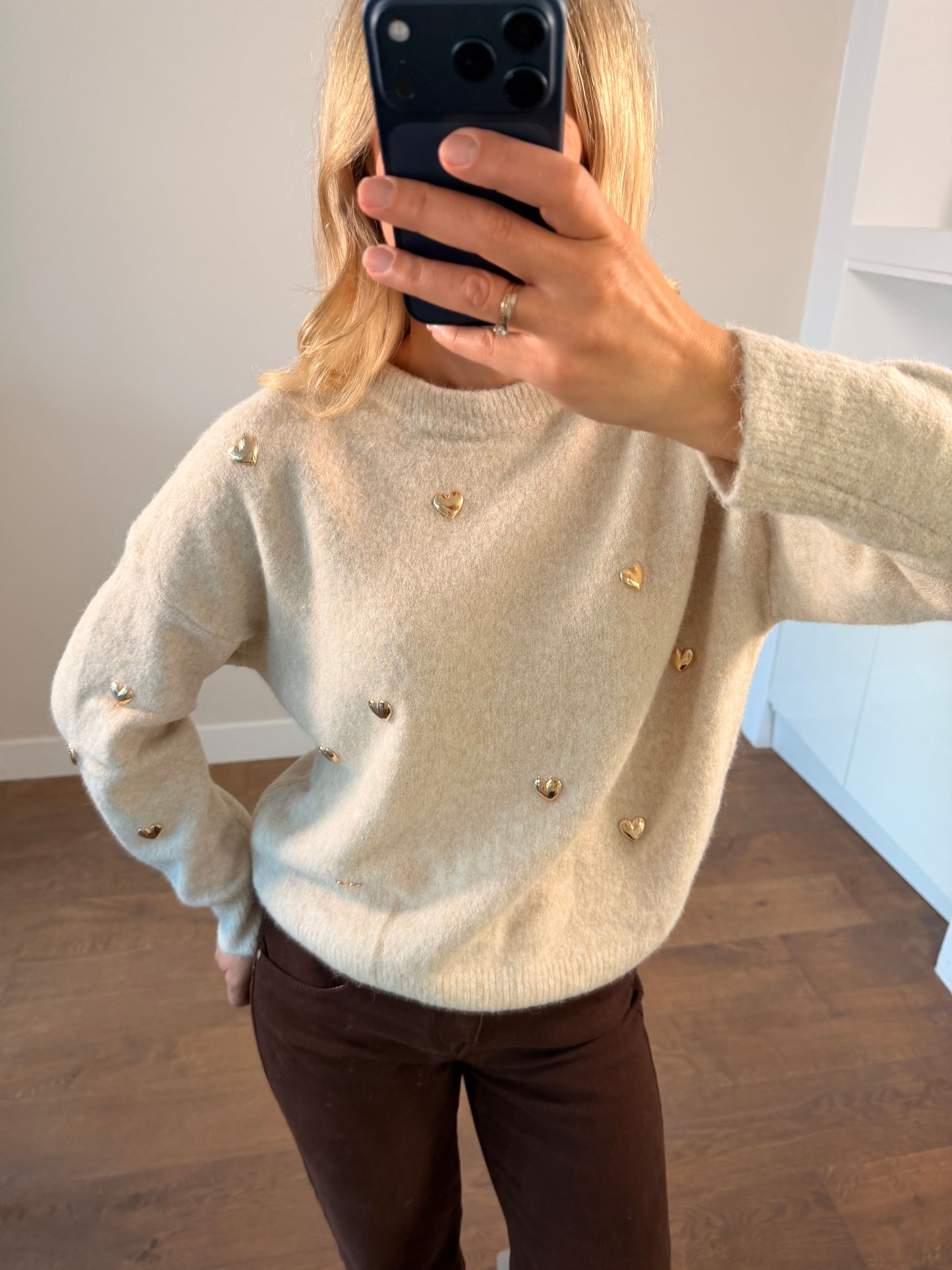 LOD Of Love - Ecru Sweater Golden Hearts