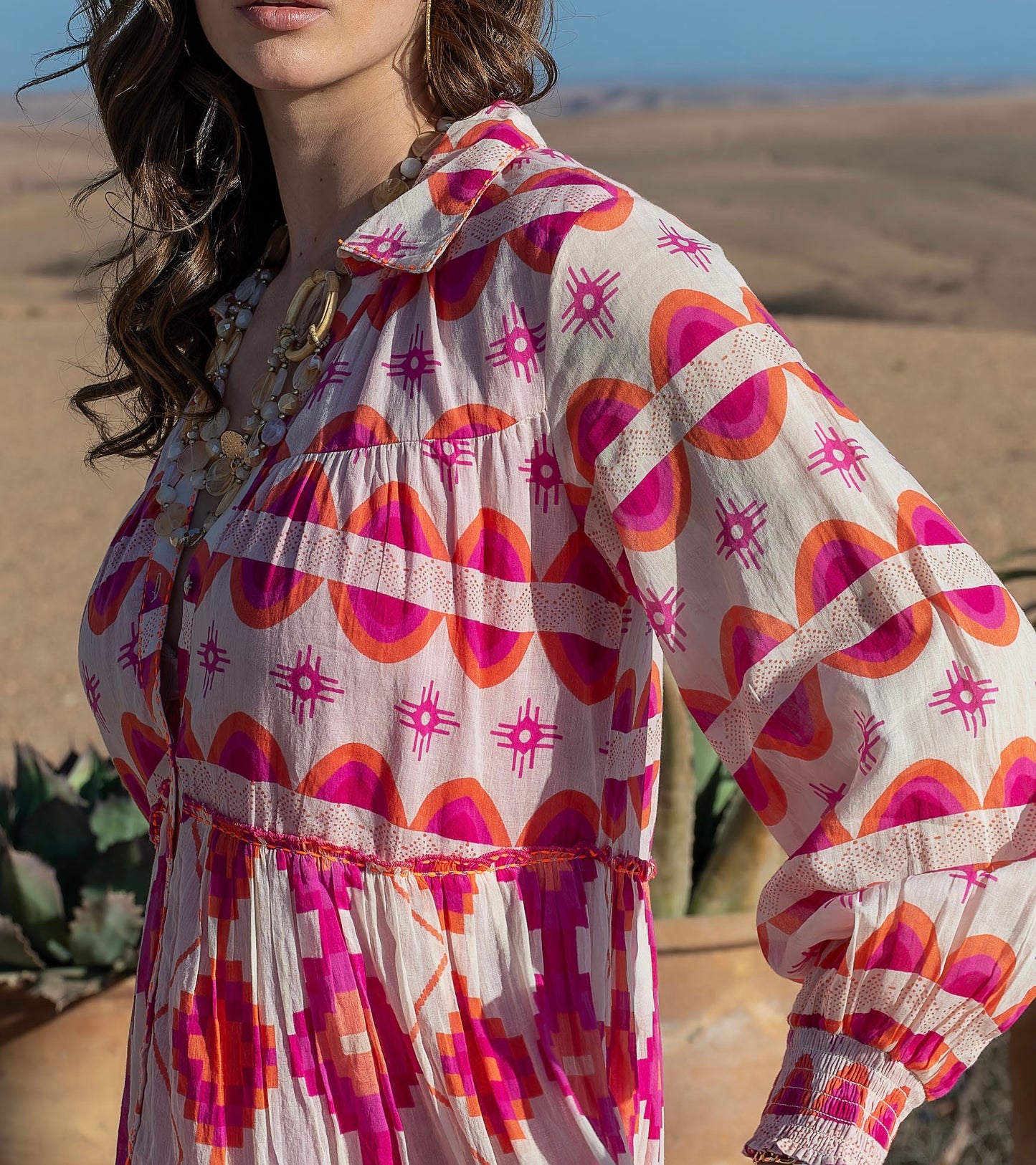 LOD of Love – Boho Maxi Jurk in Fuchsia & Oranje