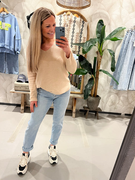 LOD of Love – V Hals Trui Beige