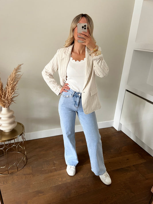 LOD of Love – Pinstripe Blazer Linnen Look