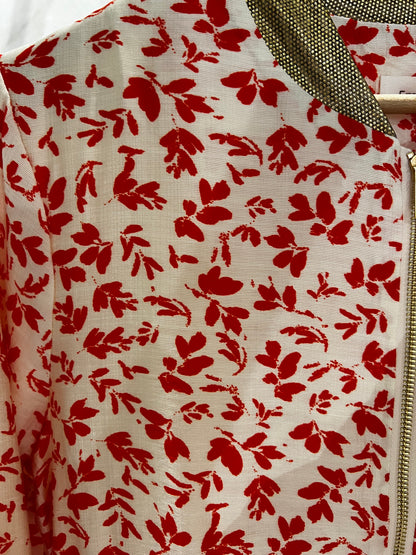 LOD of Love – Gebroken Wit Bomberjack met Rode Botanische Print