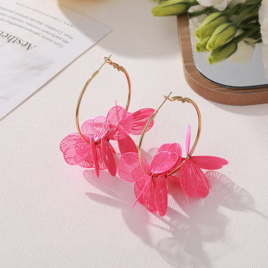 LOD of Love - Oorringen met bloemen Fuchsia