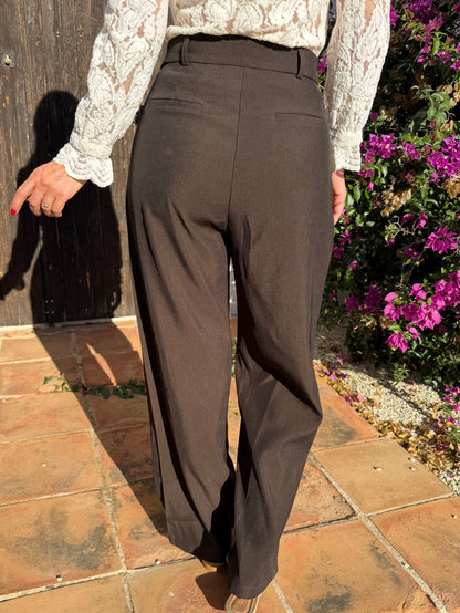 LOD of Love - High Waist Wide Leg Pantalon Donkerbruin