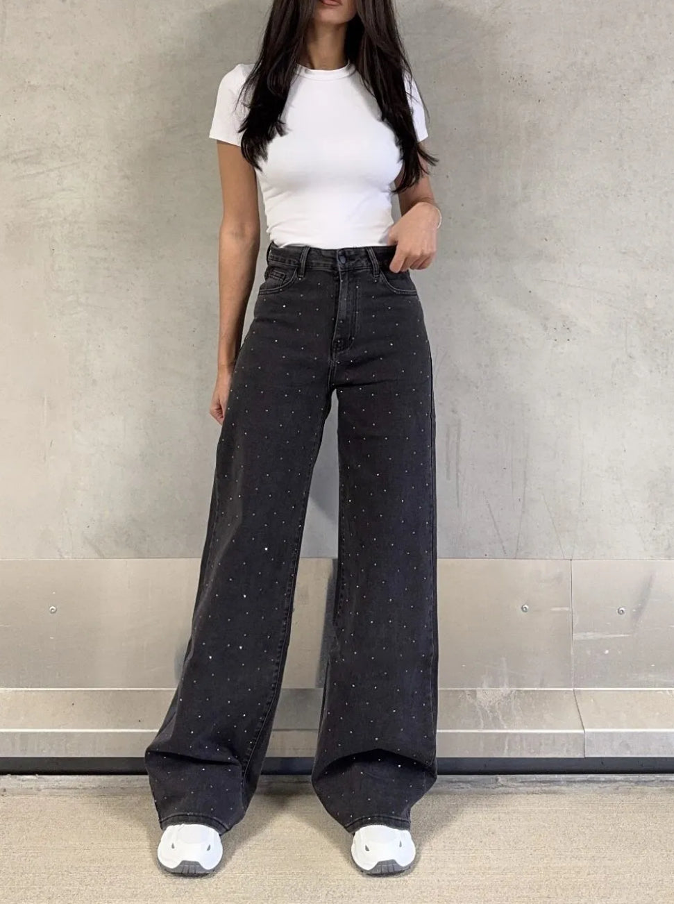 LOD of Love - Tall Sparkle Wide Leg Jeans Black