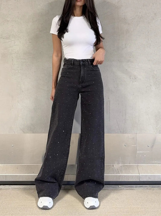 LOD of Love - Tall Sparkle Wide Leg Jeans Black