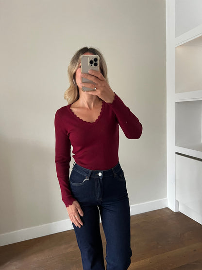 LOD Of Love - Soft Ruffle Sweater Bordeaux