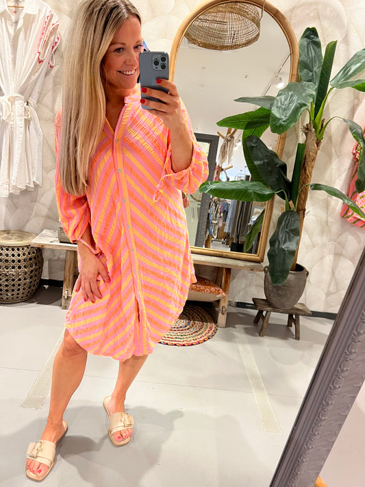LOD of Love – Tuniek met Roze-Oranje Geweven Streep