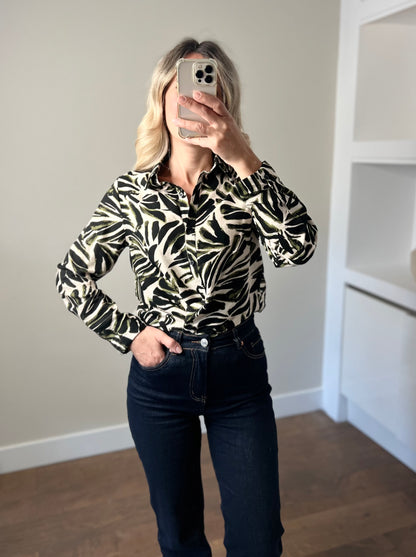 LOD of Love – Blouse Jungle Print Taupe Zwart