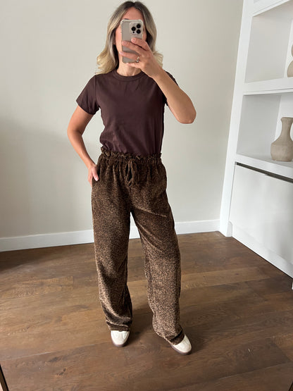 LOD of Love –  Leopard Fluweel Broek Bruin
