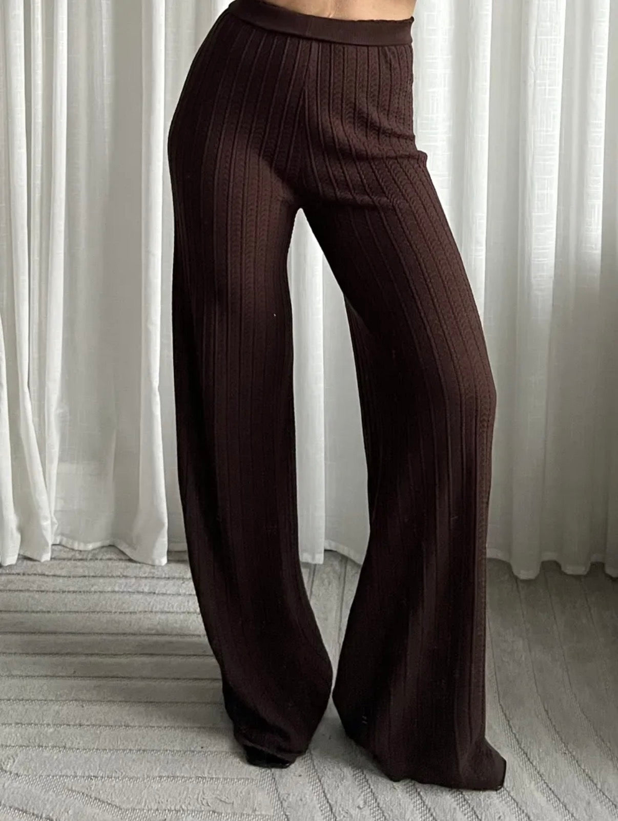 LOD of Love - Ribbed wide Leg Pants Brown